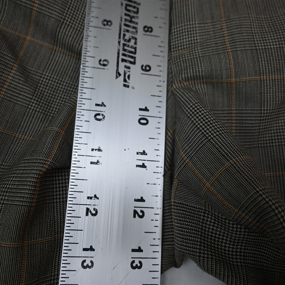 Lands End 36x34 Brown Glenn Check 100% Wool Tailored Cuffed Dress Mens Pants - Picture 3 of 9